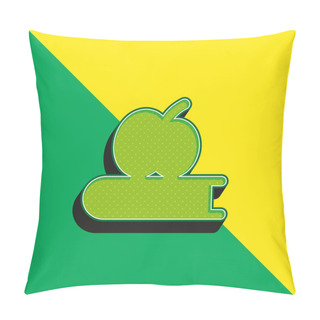 Personality  Book And Apple Green And Yellow Modern 3d Vector Icon Logo Pillow Covers