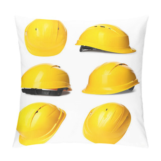 Personality  Set With Safety Hardhat On White Background. Construction Tool Pillow Covers