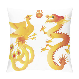 Personality  Dragon And Phoenix Chinese Symbols Illustration Pillow Covers