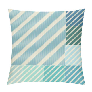 Personality  Seamless Green Blue Diagonal Stripes Pattern Pillow Covers