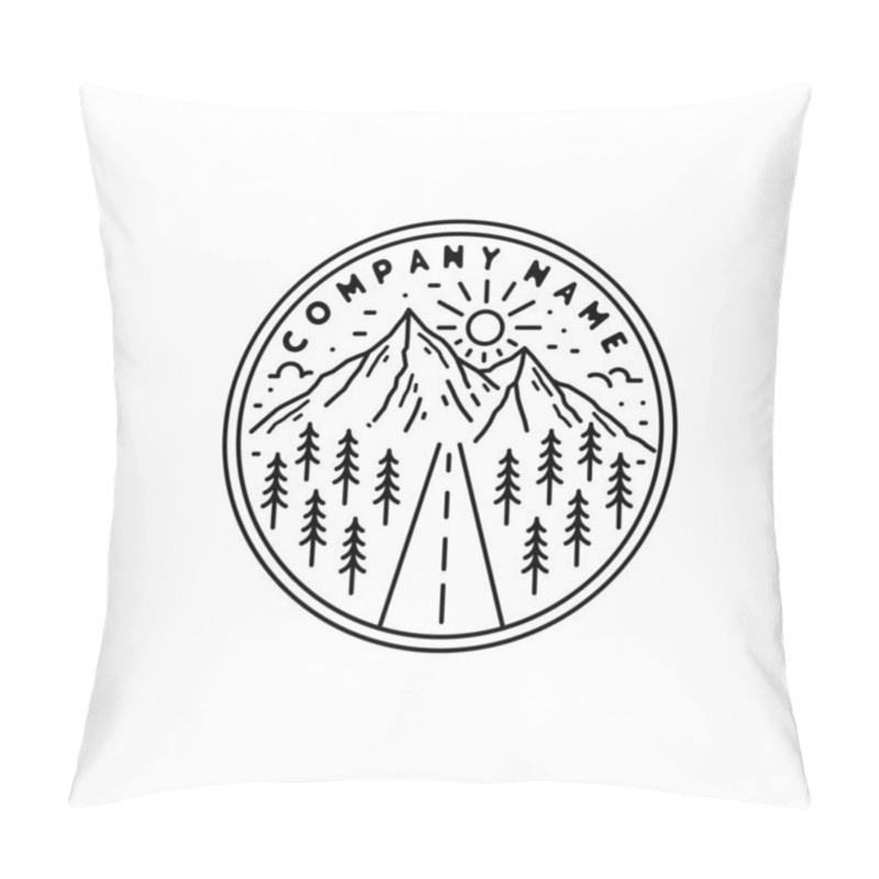 Personality  mountain landscape line art mono line outline logo vector badge pillow covers