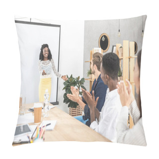 Personality  African American Businesswoman Presenting At Meeting Pillow Covers