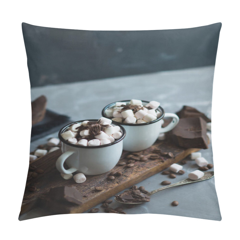 Personality   Hot chocolate with a lot of little marshmallows pillow covers