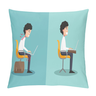 Personality  The Sample Of The Guy Sitting In Wrong And Right Ways Pillow Covers