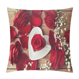 Personality  Roses With Heart Shape Coffee Cup Pillow Covers