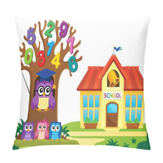 Personality  Tree And Owls Near School Theme 3 Pillow Covers