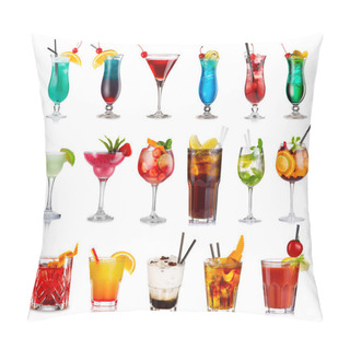 Personality  Set Of Classic Alcohol Cocktails Isolated Pillow Covers