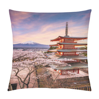 Personality  Fujiyoshida, Japan At Chureito Pagoda And Mt. Fuji In The Spring Pillow Covers