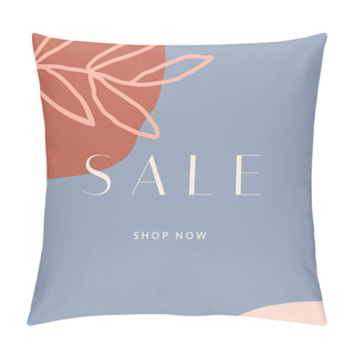 Personality  Modern Square Design Template With Botanical Elements, Abstract Shapes And Sample Text. Trendy And Stylish Vector Illustration, Social Media Post, Newsletter, Brochure Design In Light Pastel Colors. Pillow Covers