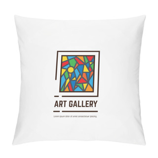 Personality  Art Gallery Logo. Color Paintings Emblem With Triangles And Lines. Abstract Picture. Studio Logotype. Museum Or Art Gallery Icon Line Style Vector. Pillow Covers