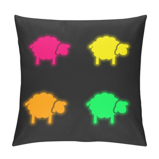 Personality  Black Sheep Four Color Glowing Neon Vector Icon Pillow Covers