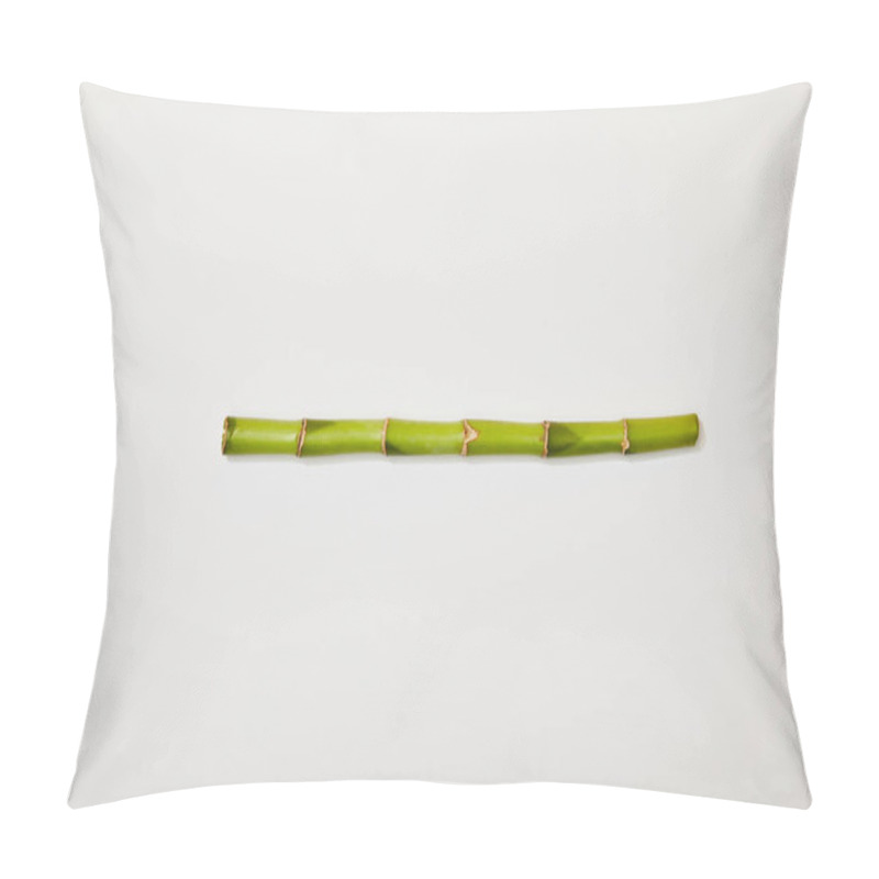 Personality  top view of green bamboo stem on white background pillow covers