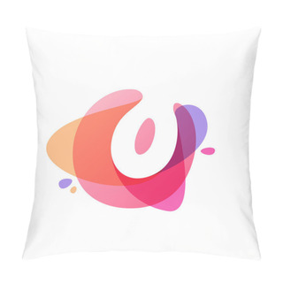 Personality  Letter O Logo At Colorful Watercolor Splash Background.  Pillow Covers