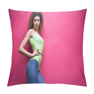 Personality  Woman In Fitness Clothing Pillow Covers