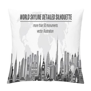 Personality  World Skyline Detailed Silhouette. Pillow Covers