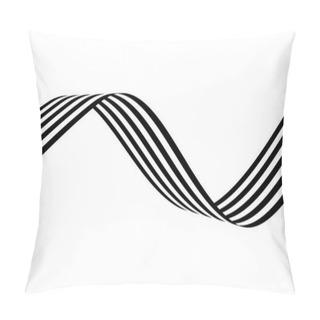 Personality  Abstract Black And White Stripes Smoothly Bent Ribbon Geometrical Shape Isolated On White Background Pillow Covers