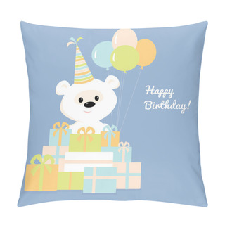Personality  White Teddy Bear With A Pile Of Presents Pillow Covers