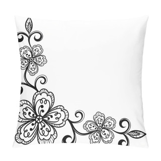 Personality  Corner Ornamental Lace Flowers. Black And White Pillow Covers