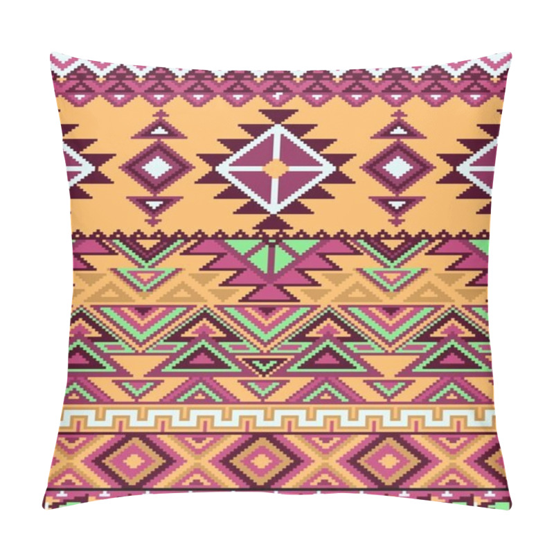 Personality  Bright seamless background with pixel pattern in aztec geometric tribal style. Vector illustration. pillow covers