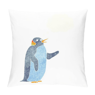 Personality  Cartoon Penguin Waving With Thought Bubble Pillow Covers