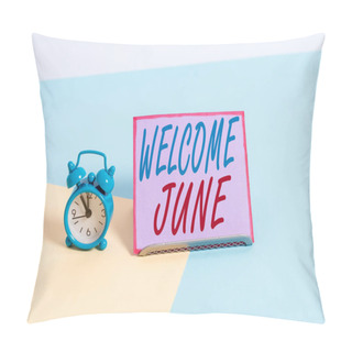 Personality  Text Sign Showing Welcome June. Conceptual Photo Calendar Sixth Month Second Quarter Thirty Days Greetings. Pillow Covers