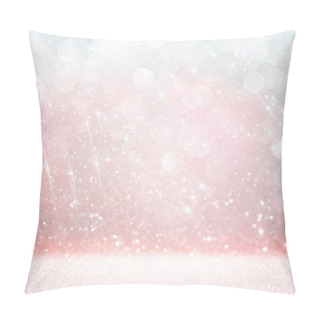 Personality  Bokeh Lights Background With Multi Layers And Colors Of White, Pink,  Silver And Blue Pillow Covers