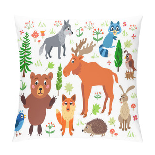 Personality  Woodland Forest Animals Set Isolated On White Pillow Covers
