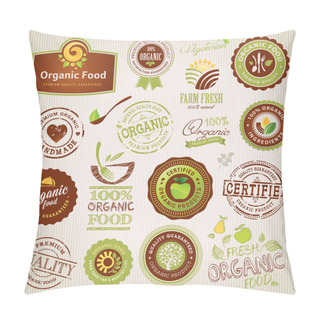 Personality  Set Of Organic Food Labels And Elements Pillow Covers