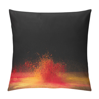 Personality  Orange Holi Powder Explosion On Black, Hindu Spring Festival Pillow Covers