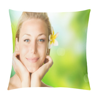 Personality  Spa Girl Over Nature Background Pillow Covers