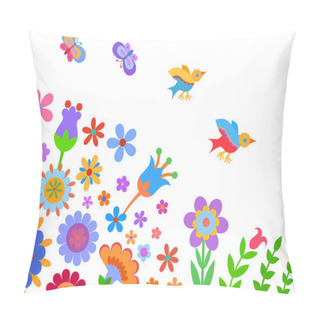 Personality  Colorful Flowers, Birds And Butterflies Pillow Covers