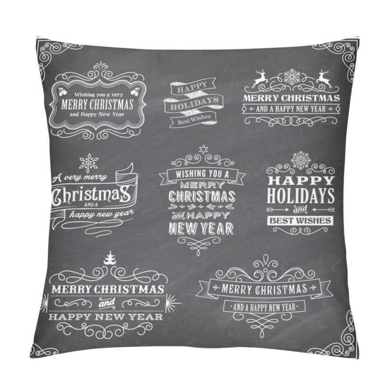 Personality  Vector Christmas Chalboard Labels pillow covers