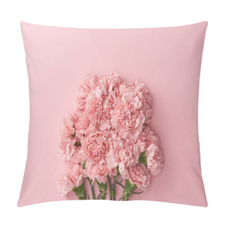 Personality  Beautiful Pink Carnation Flowers Isolated On Pink Background  Pillow Covers
