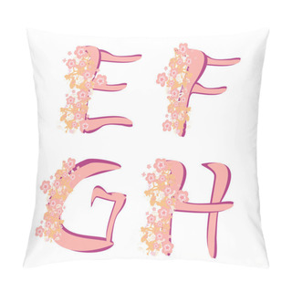 Personality  Vector Spring Alphabet With Flowers Letters E,F,G,H, Pillow Covers
