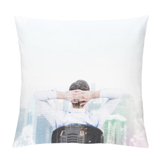 Personality  Businessman Looking To City Pillow Covers