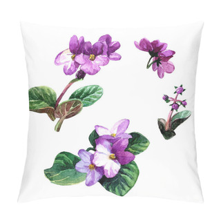 Personality  Floral Senpolia Set Painted With Watercolor. Pillow Covers