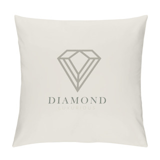 Personality  Diamond Icon Logo Vector Design With Luxury Line Art Style. Crystal Sign Symbol For Jewelry Store, Fashion Shop, Marriage Engagement Template. Pillow Covers
