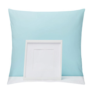 Personality  White Square Frame On White Surface Near Blue Wall  Pillow Covers