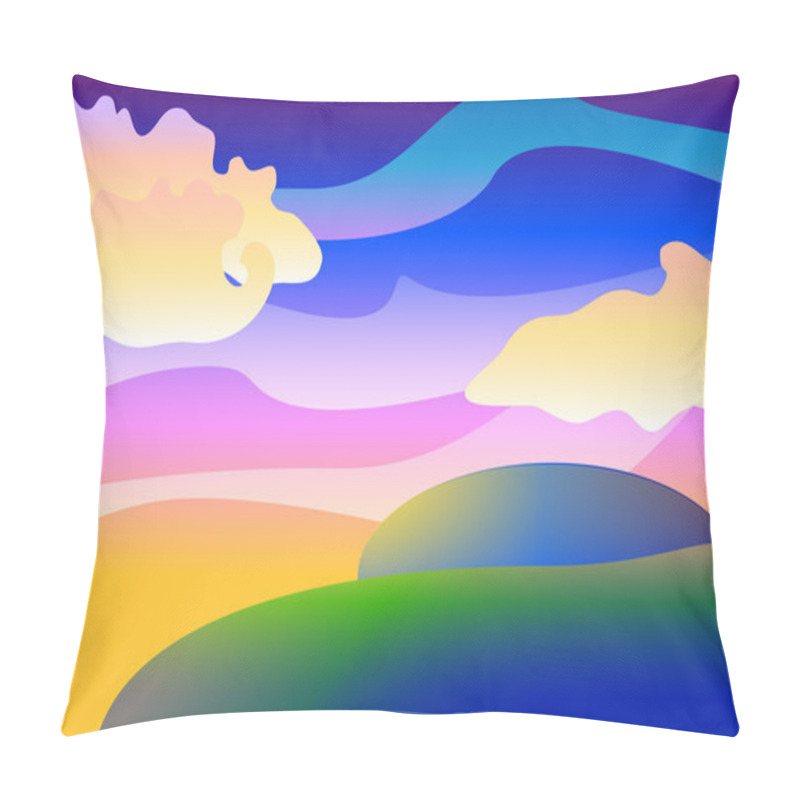 Personality  Cartoon unearthly landscape vector background pillow covers