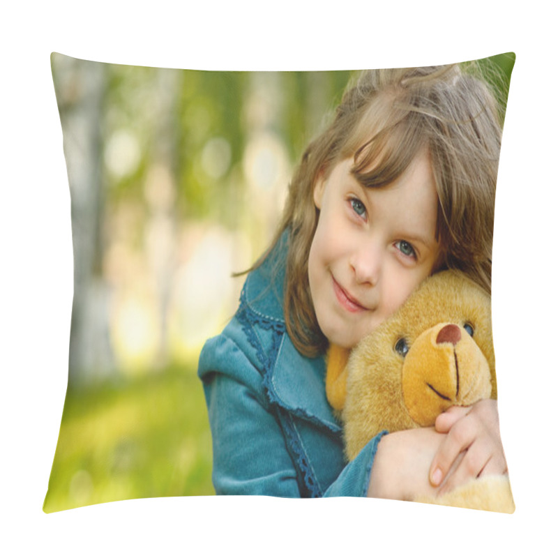 Personality  Child With Toy Bear Cub Pillow Covers