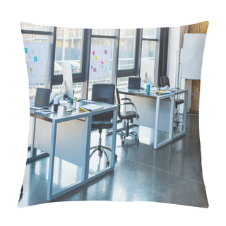 Personality  Working Tables With Computers And Laptops In Business Office Pillow Covers