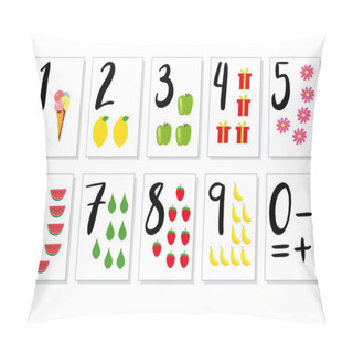Personality  Printable Flashcard Collection For Numbers From 0 To 10 For Children. For Preschool And Kindergarten Kids Learning Numbers, To Count To Deduct, To Decide Math Example. Mathematics Cards For Children. Pillow Covers