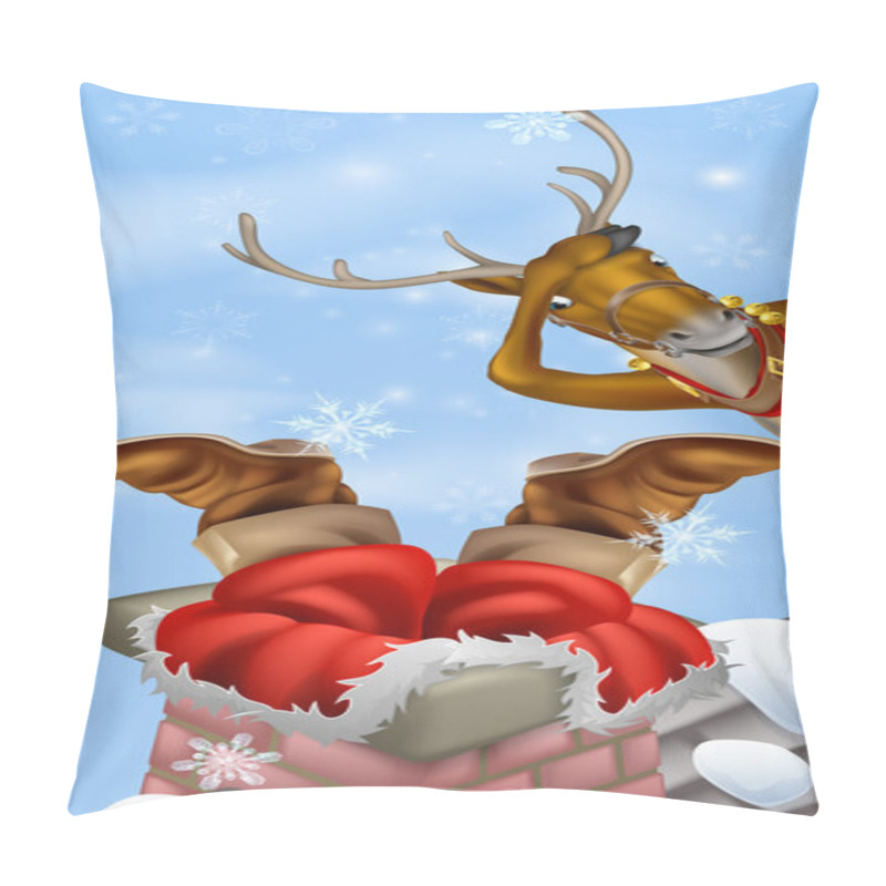 Personality  Santa in chimney and reindeer pillow covers