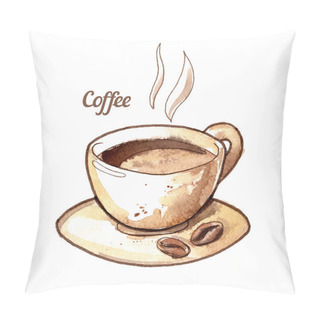 Personality  Hand Drawn Watercolor Coffee Cup Pillow Covers