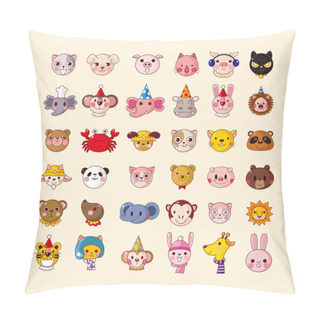 Personality  Set Of Animal Head Icons Pillow Covers