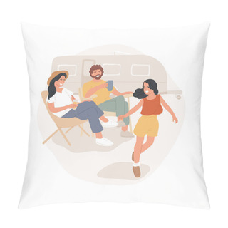Personality  Motorhome In Nature Abstract Concept Vector Illustration. Pillow Covers