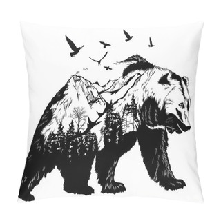 Personality  Hand Drawn Bear For Your Design, Wildlife Concept Pillow Covers