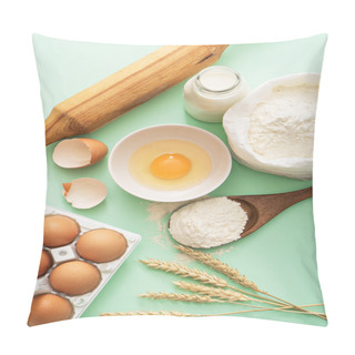 Personality  Cooking Ingredients And Kitchen Tools On Table Pillow Covers