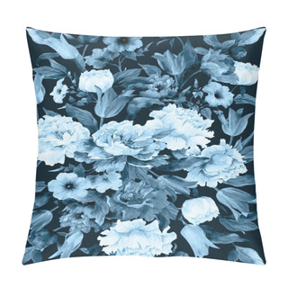 Personality  Monochrome Greeting Card With Tulips And Peonies Pillow Covers