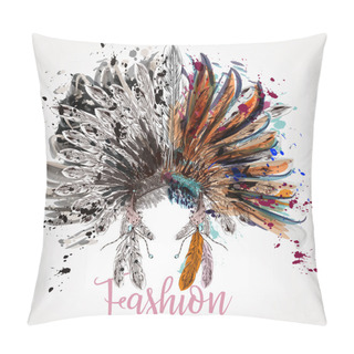Personality  Fashion Boho Design With Headdress And Spots Pillow Covers